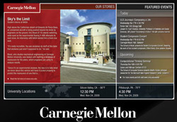 Digital signage for nonprofits. Multimedia presentation created for Carnegie Mellon University by Planned Legacy.