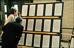 Donor recognition at the JFM includes a Signing Ceremony, at which all new contributors are presented with a signed recognition plaque containing their biography. Further recognition occurs when the biographies are added to the interactive Endowment Book of Life and made available over the Internet and on the touch-screen interactive kiosk.